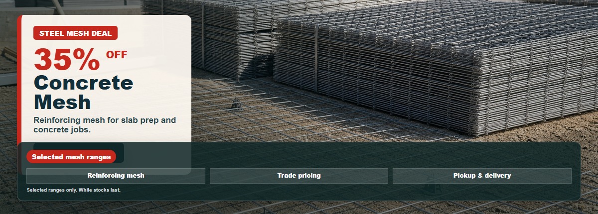 Concrete Mesh advert for reinforcing mesh and slab prep