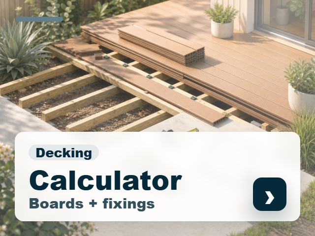 Decking Calculator small campaign advert for boards and fixings estimates